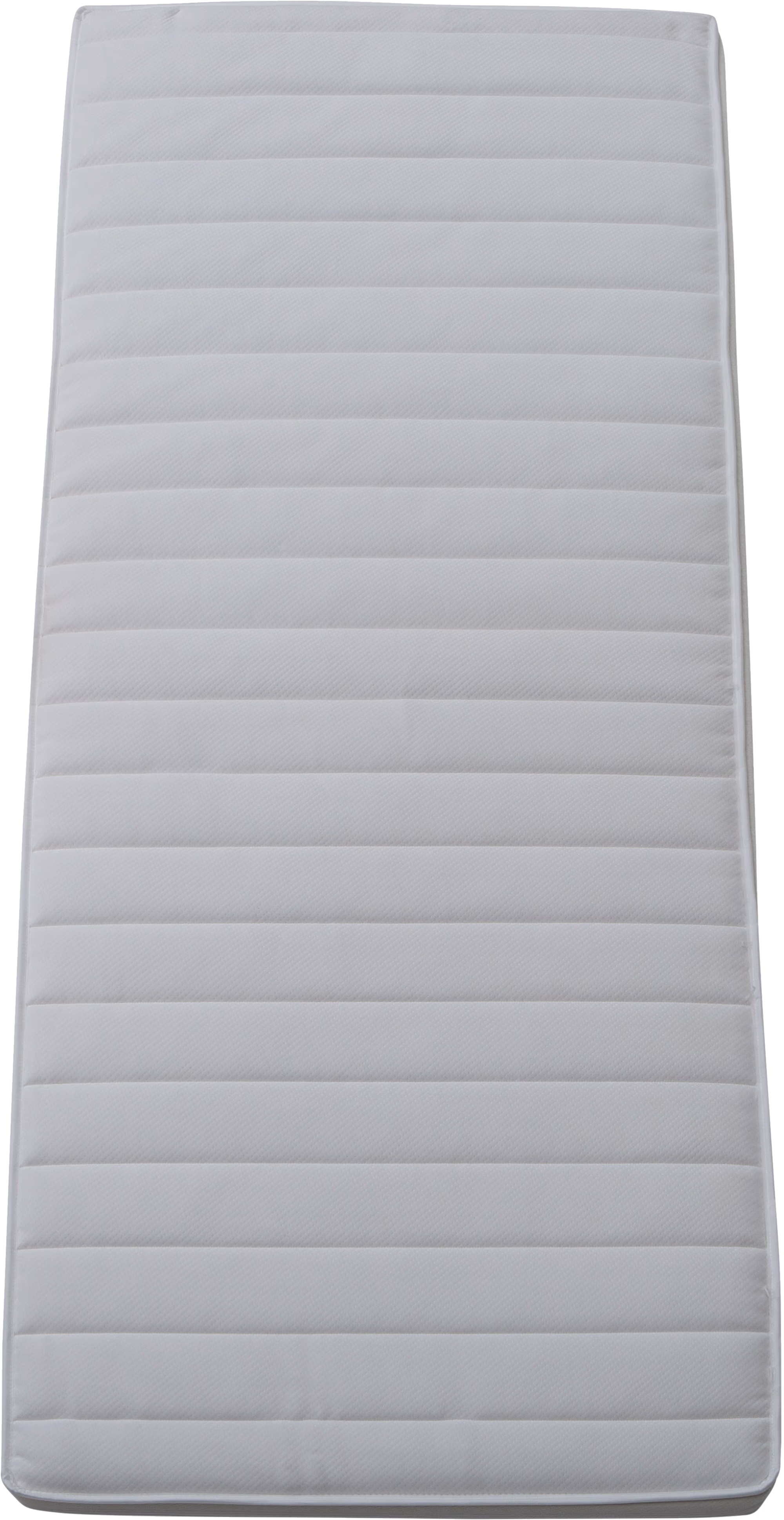 Close-up of Moon Gold mattress topper edge with visible 6 cm thickness, highlighting quality natural latex material in light gray