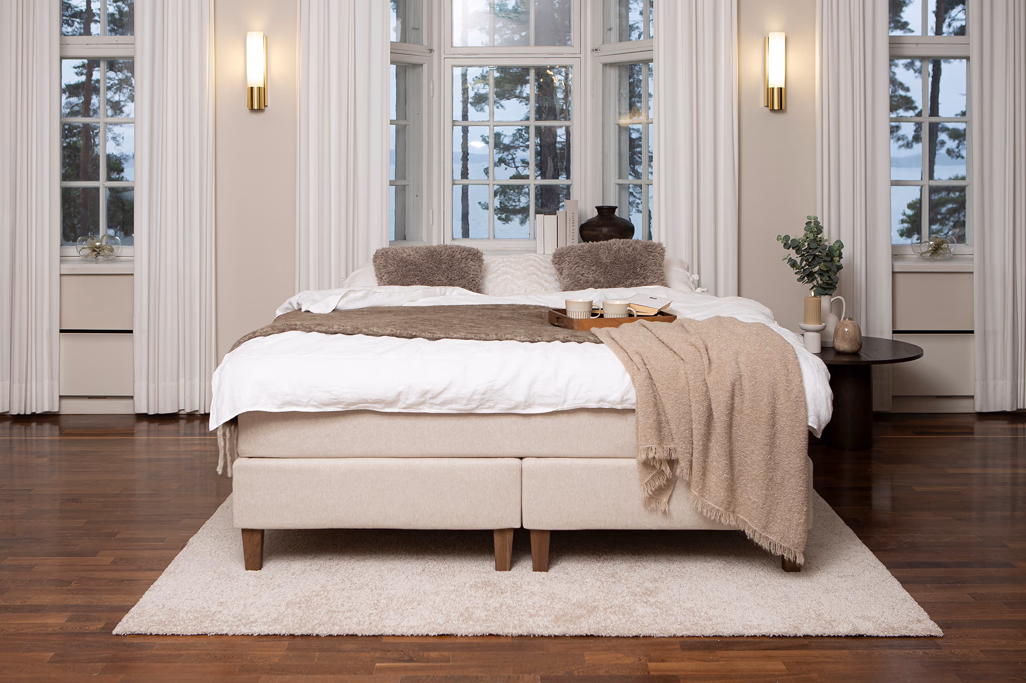 Moon Gold Continental Bed, Beige image 3