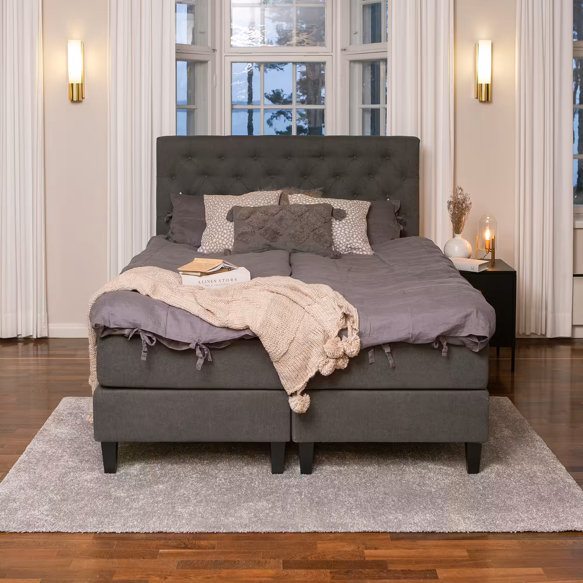 Moon Gold Continental Bed, Black image 2