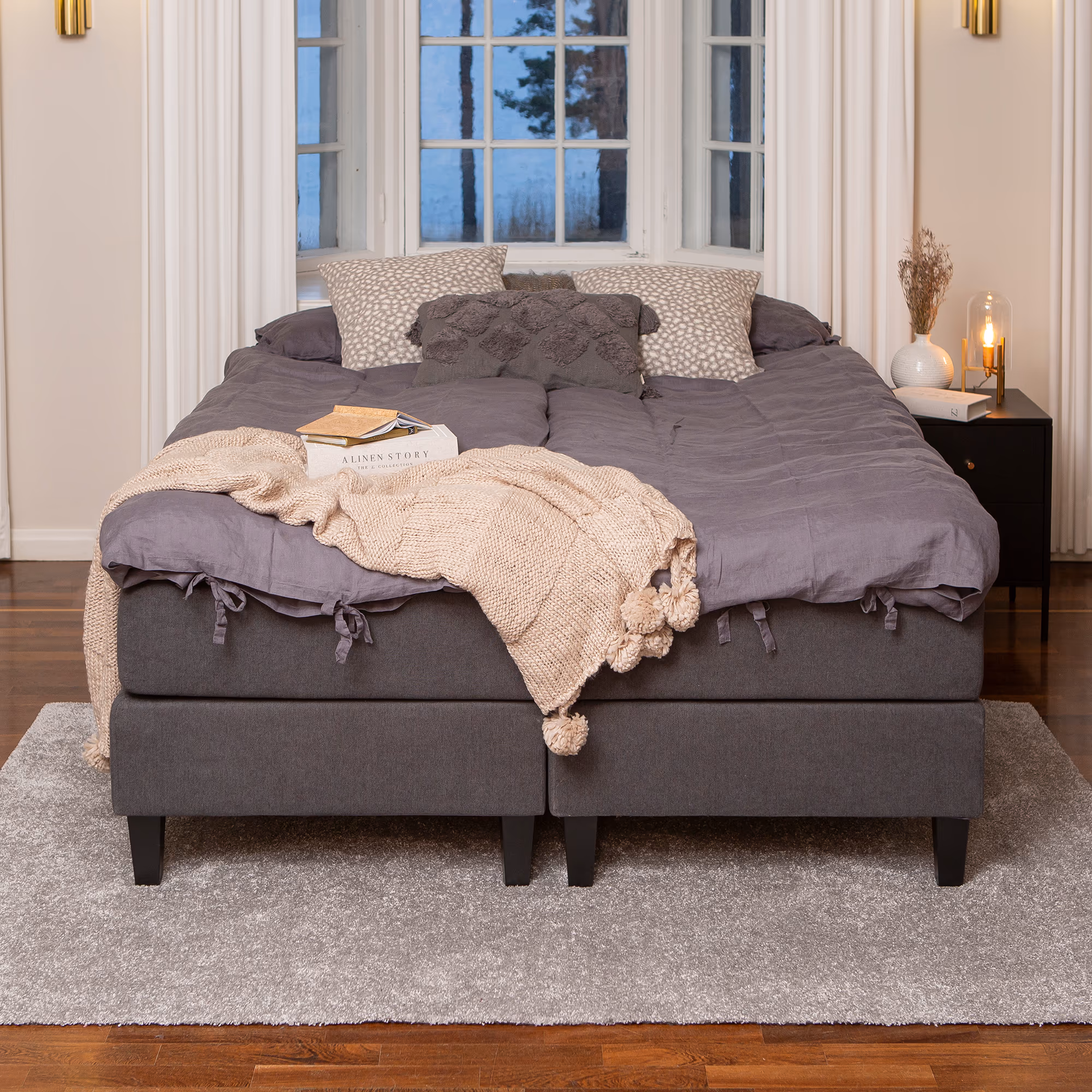 Moon Gold Continental Bed, Grey image 3