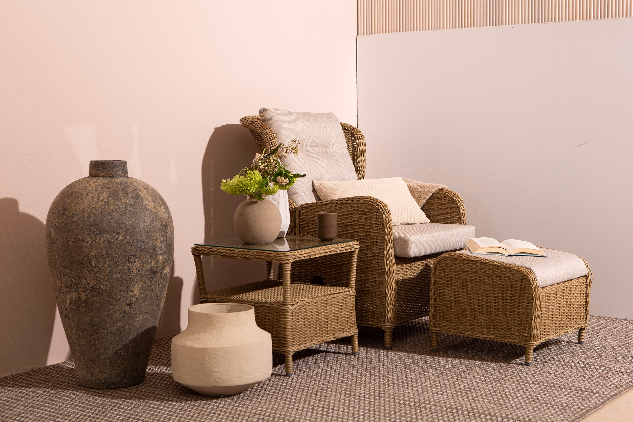 Haven Recliner with Footstool, Beige image 5