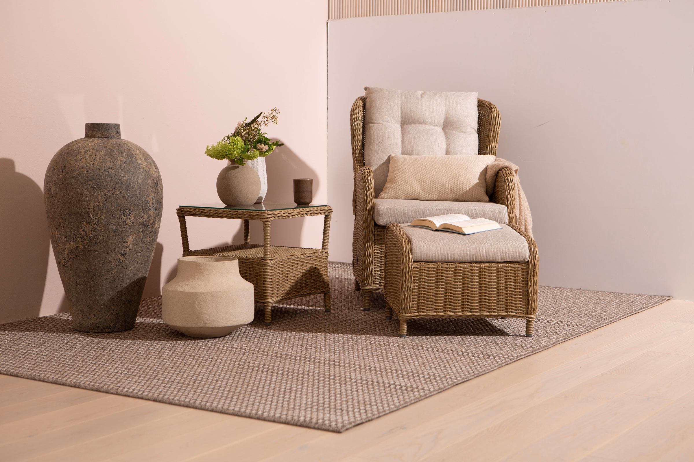 Haven Recliner with Footstool, Beige image 6