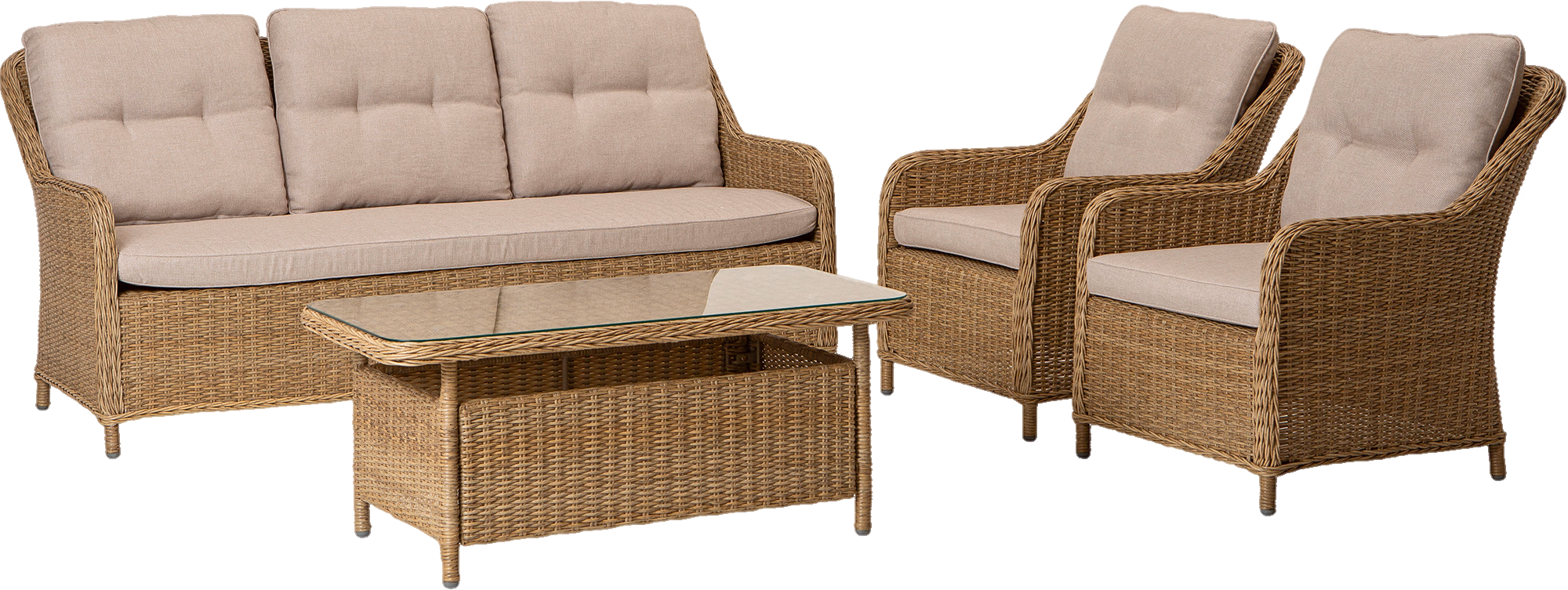Haven Outdoor Lounge Set, Brown, Beige image 2