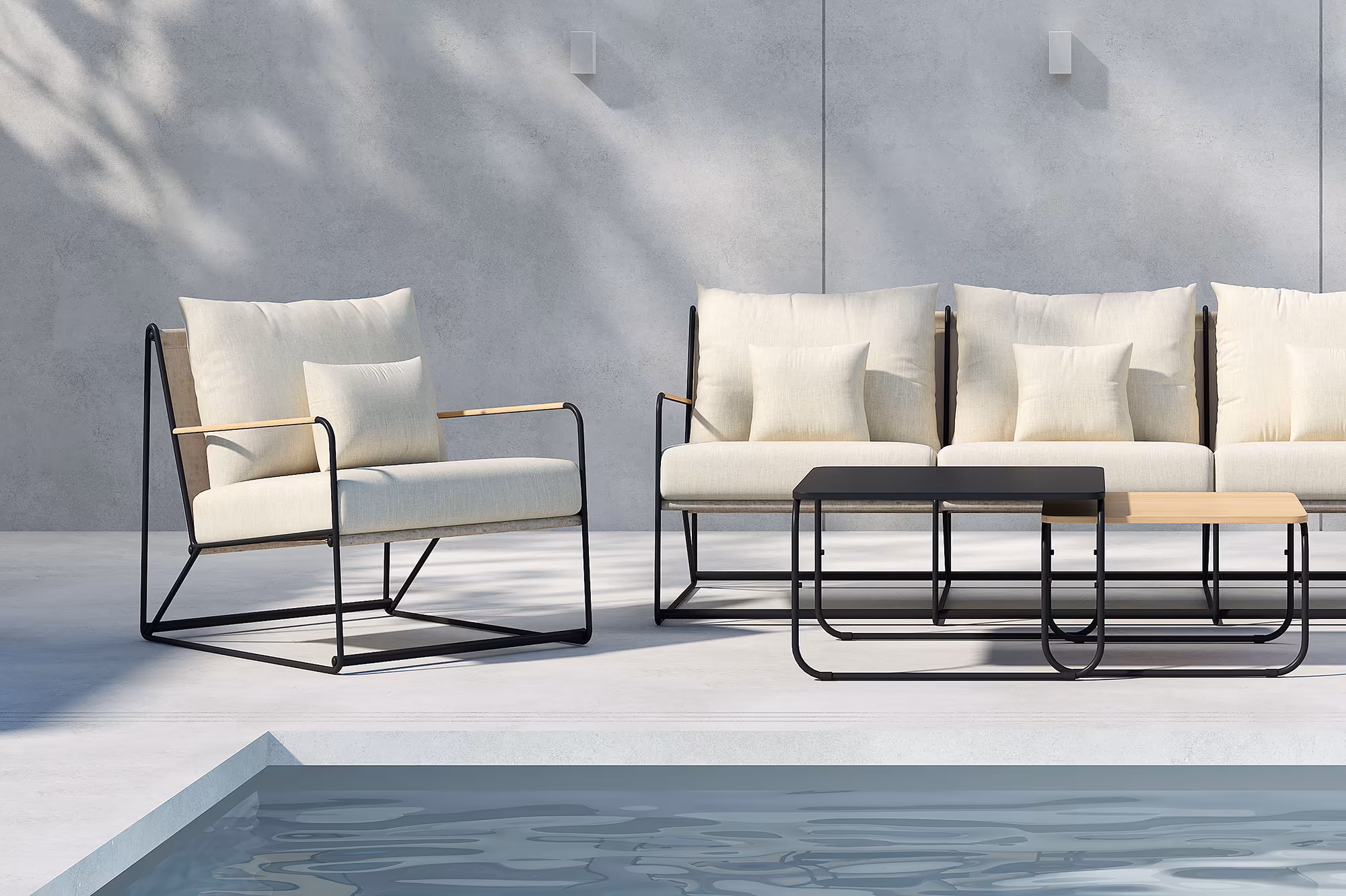 Palazzo Outdoor Lounge Set, Black, Beige image 5