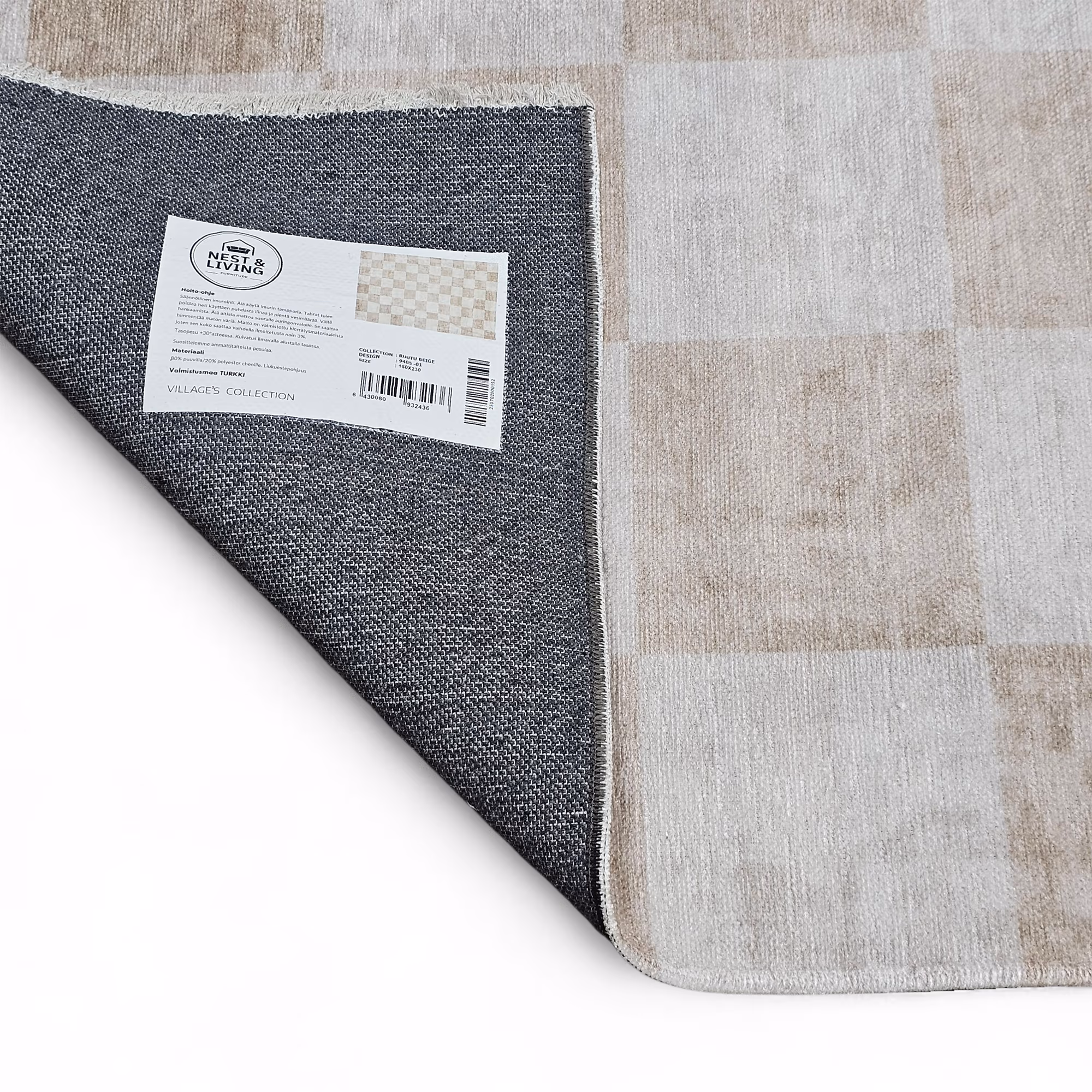 Ruutu Rug, Beige image 11