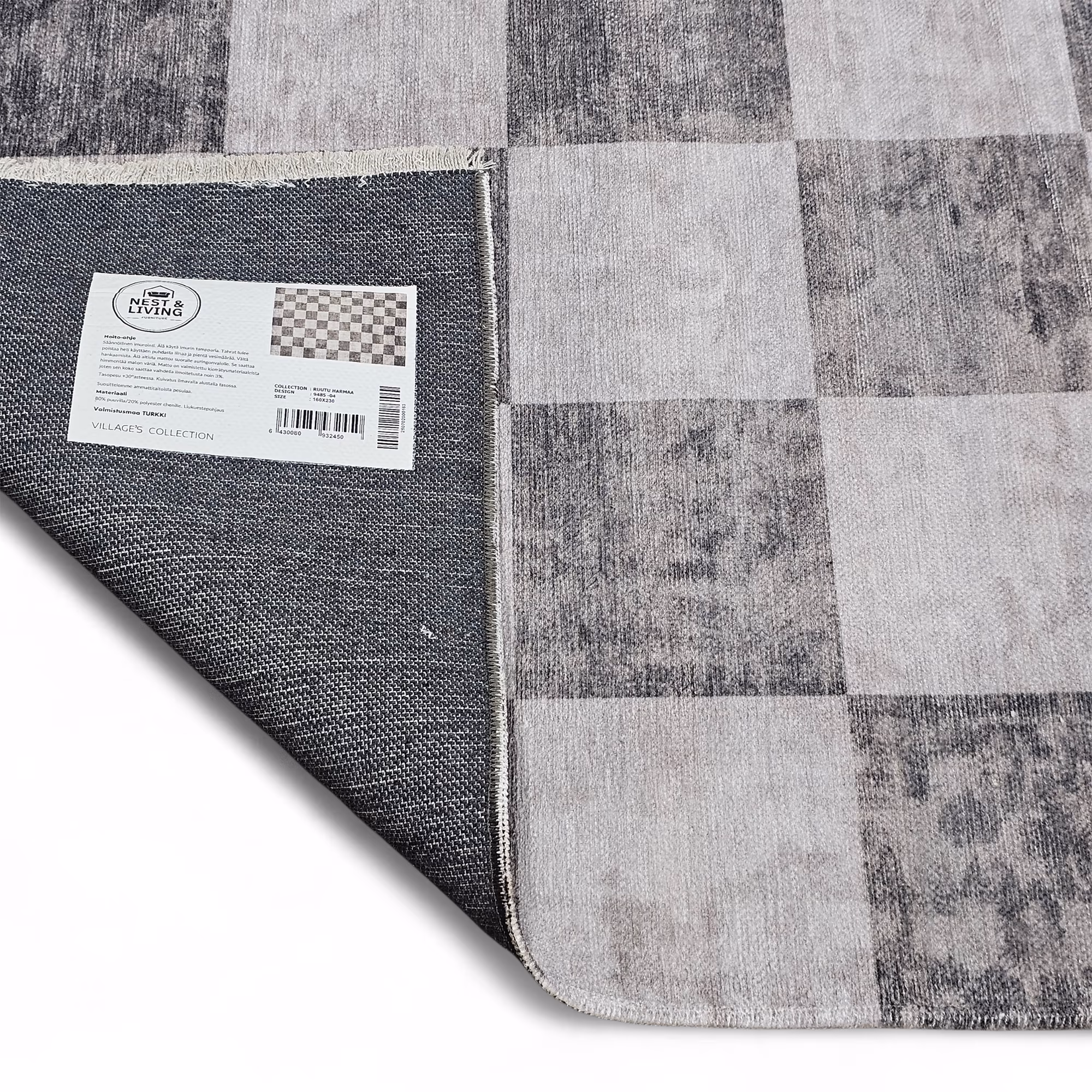 Ruutu Rug, Grey image 14