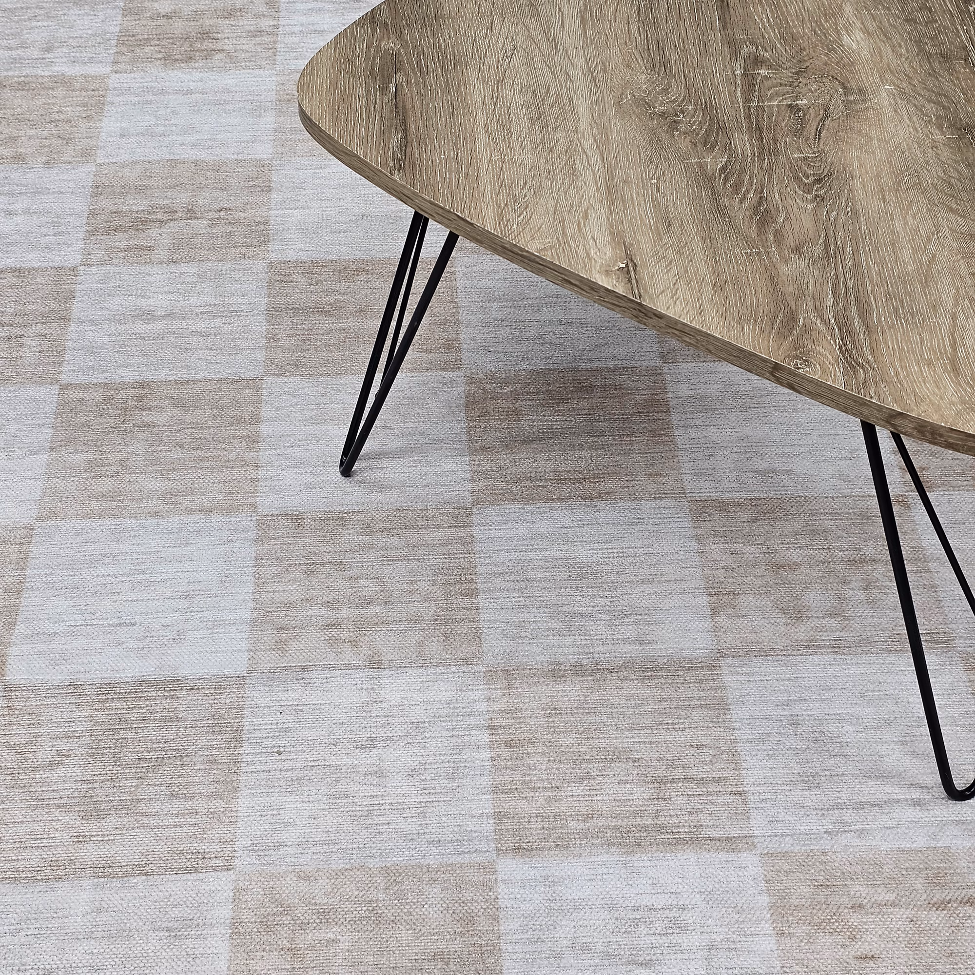 Ruutu Rug, Beige image 2