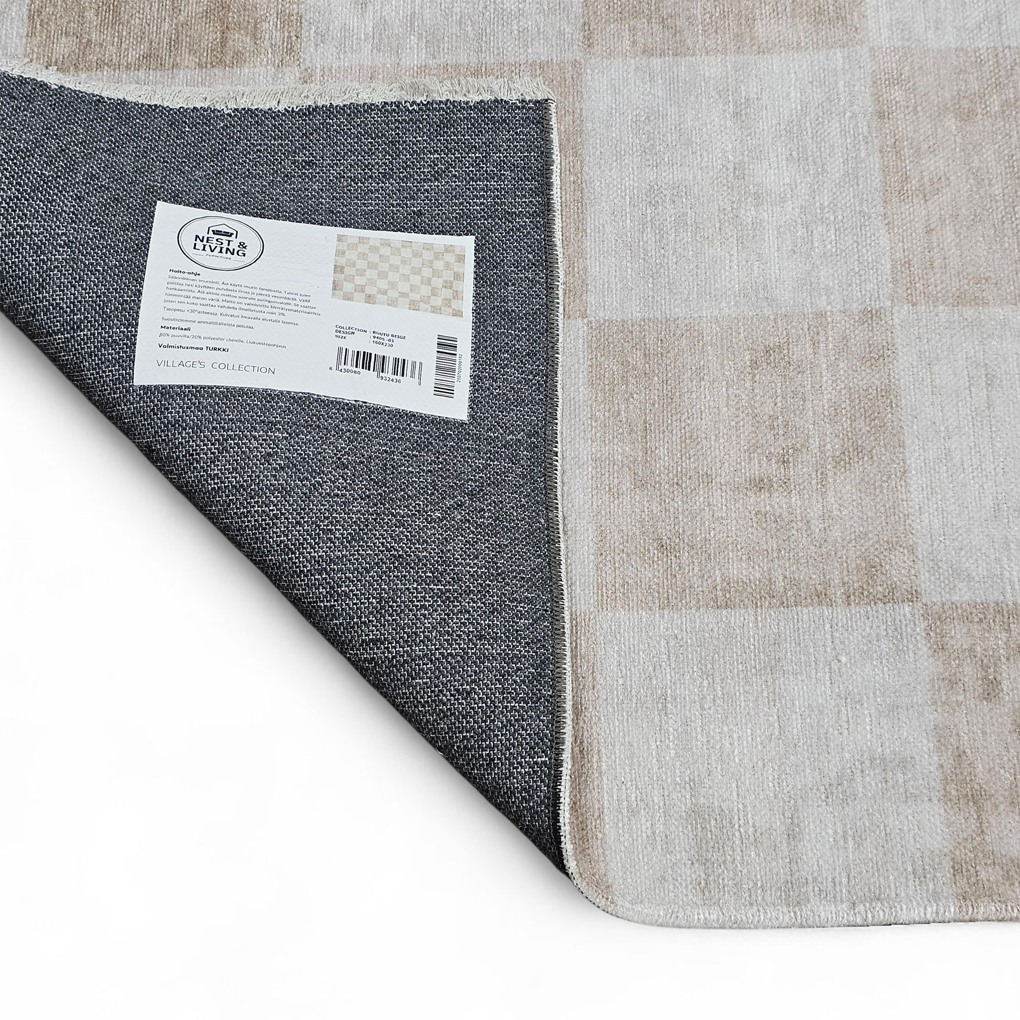 Ruutu Rug, Beige image 6