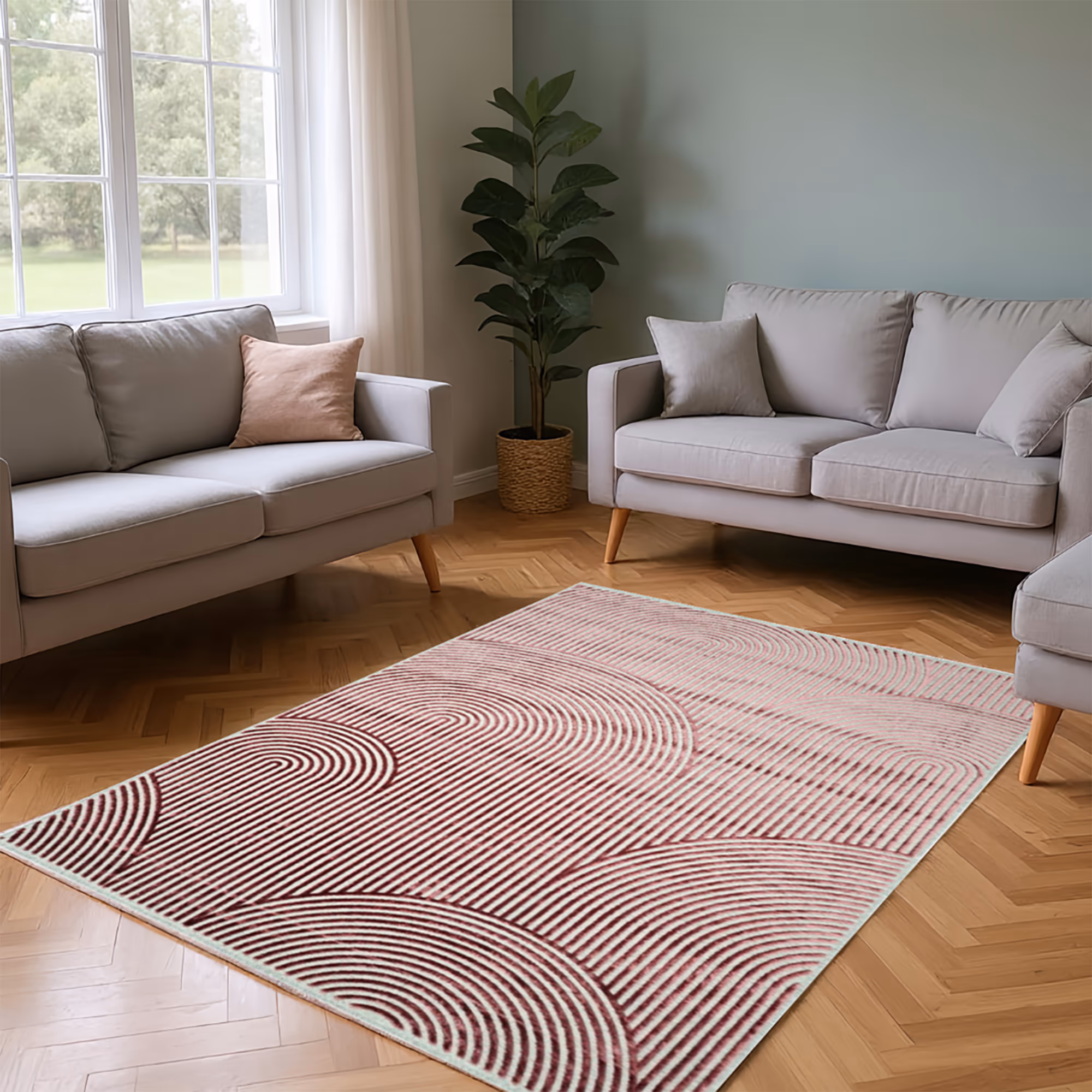 Saaga Rug, Red, Beige image 11