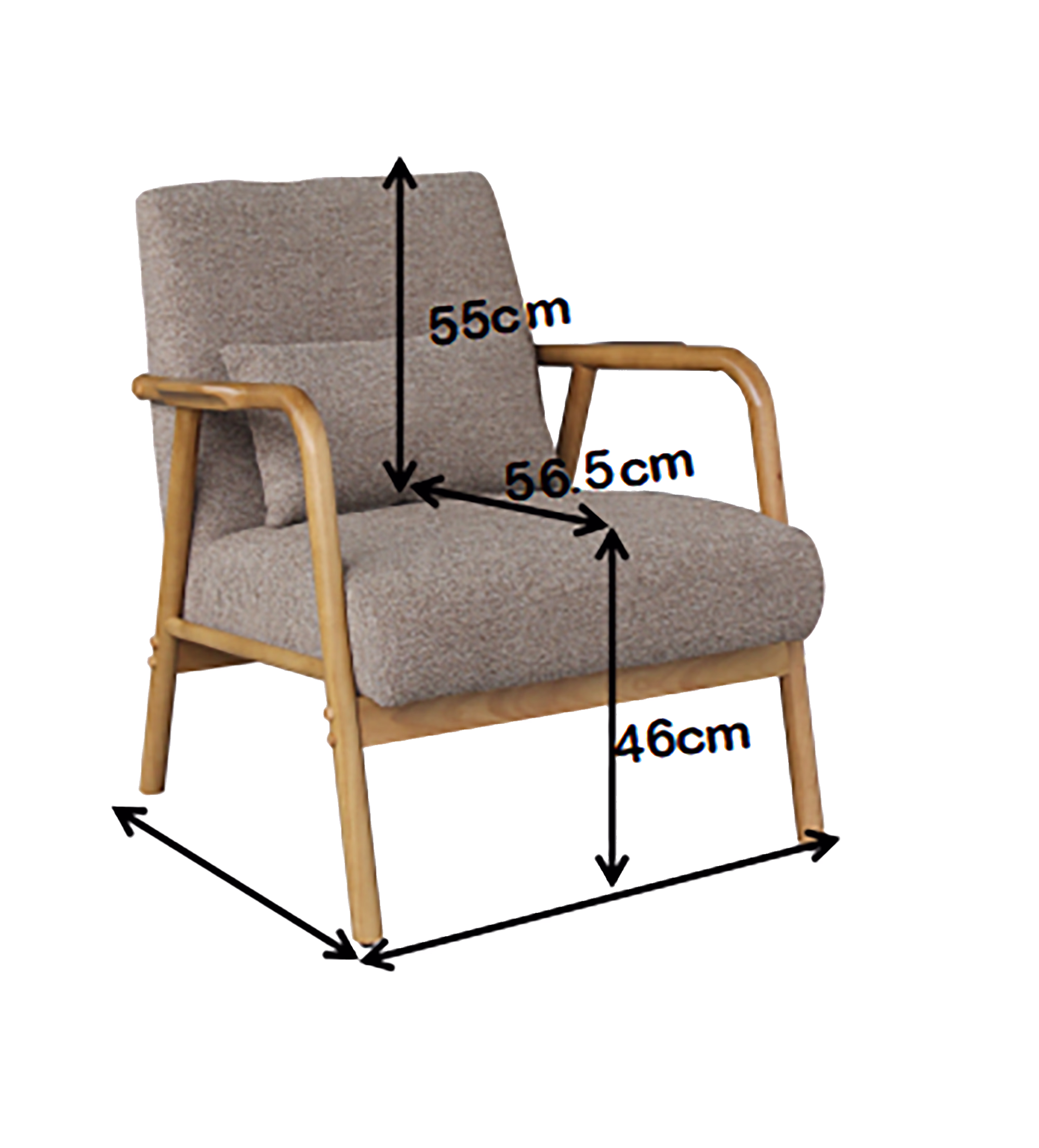 Image showing natural rubberwood legs and sturdy construction of Dove armchair