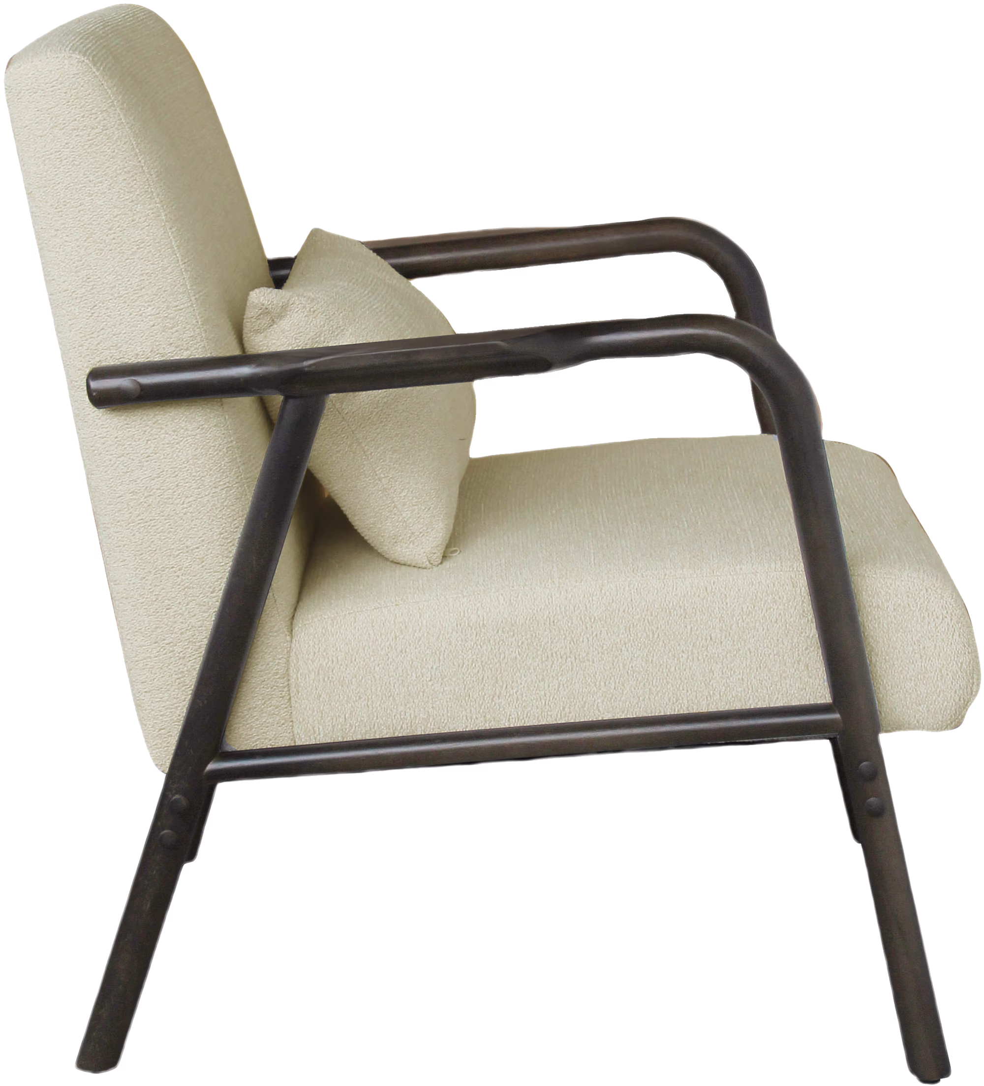 Walnut rubberwood frame detail on Dove armchair