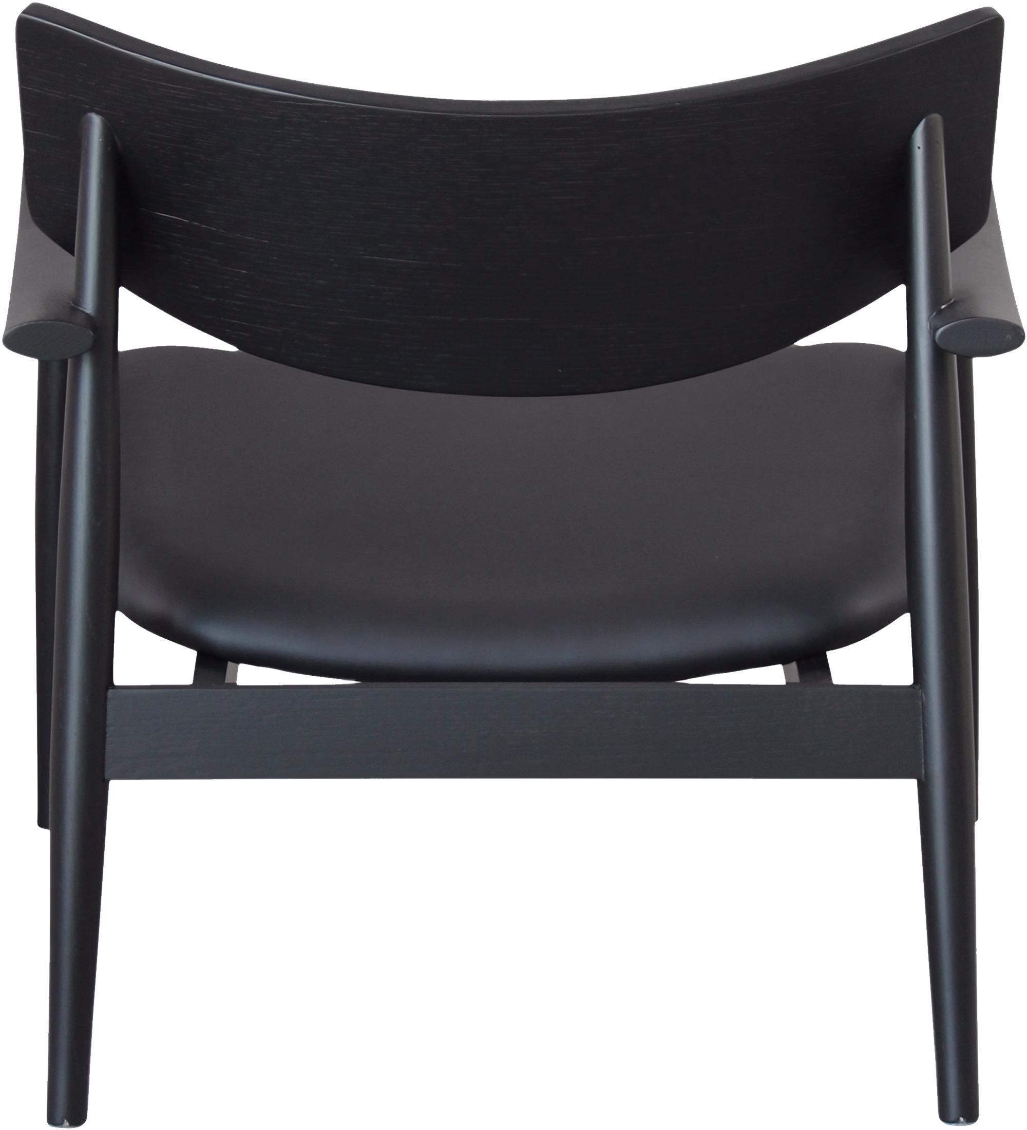 Close-up of Eagle armchair’s black faux leather texture and sleek frame detail