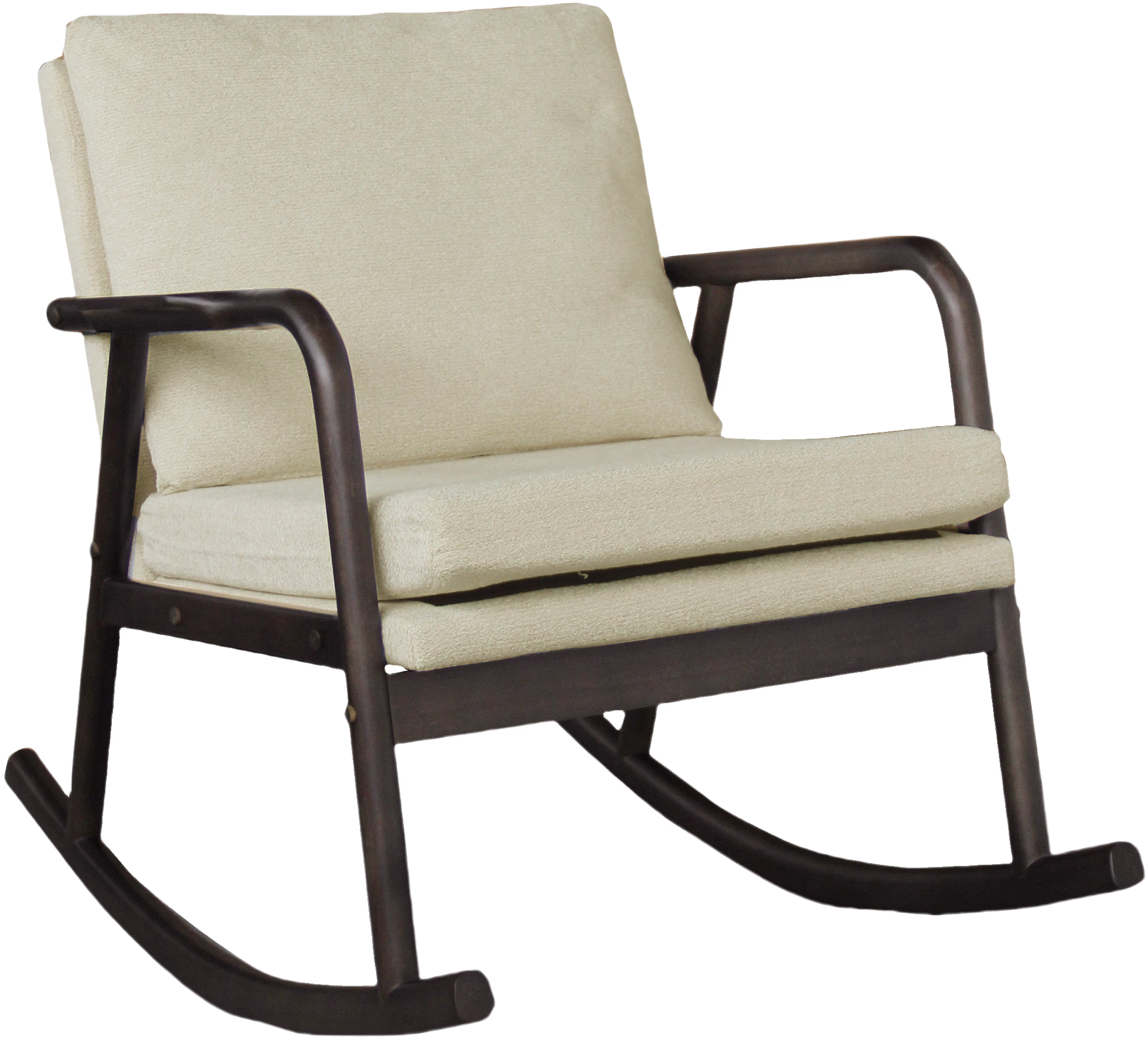 Swan rocking chair, walnut rubberwood frame / beige fabric thumbnail