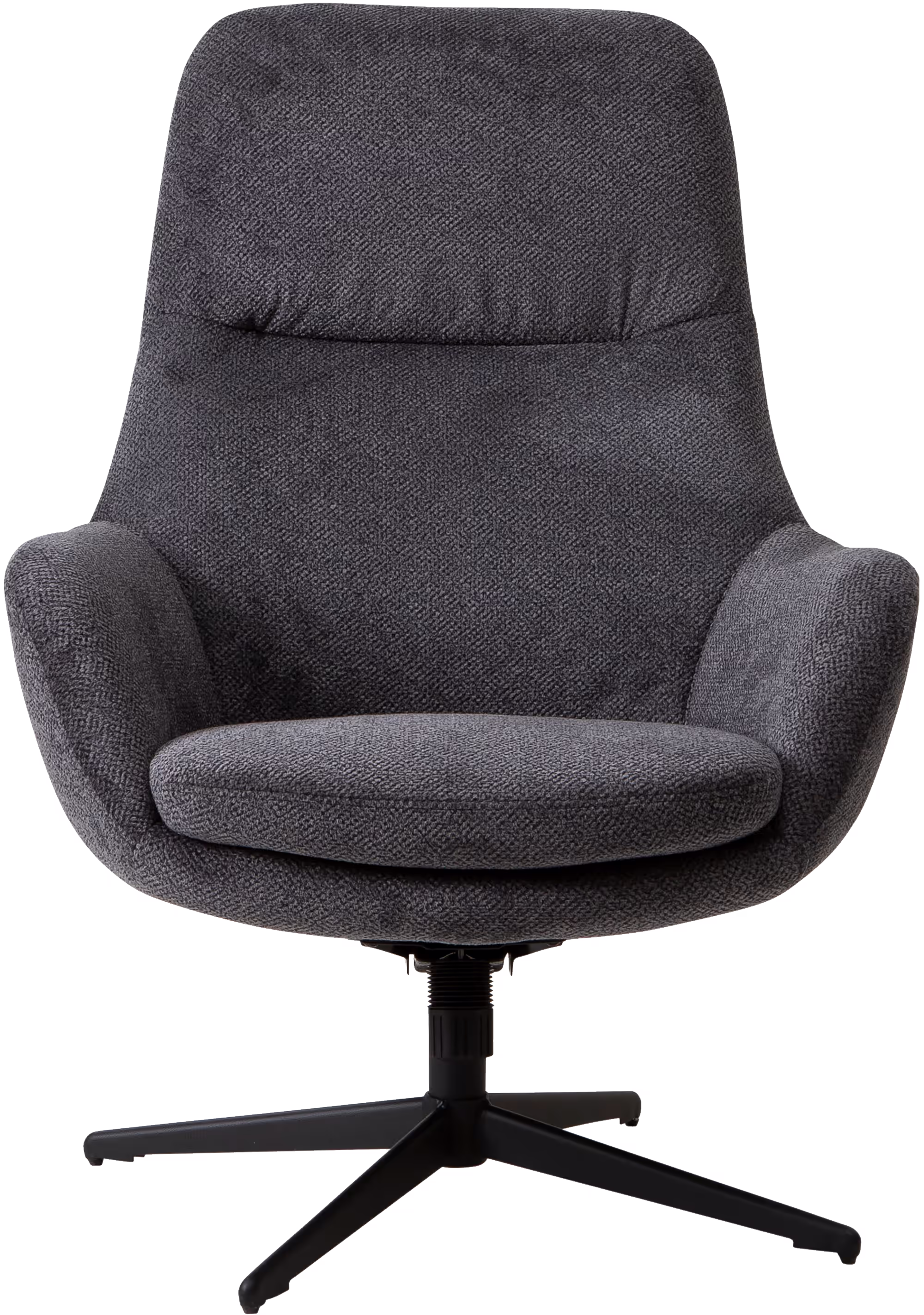 Wide armrests of the dark gray Blow TV chair with soft fabric upholstery