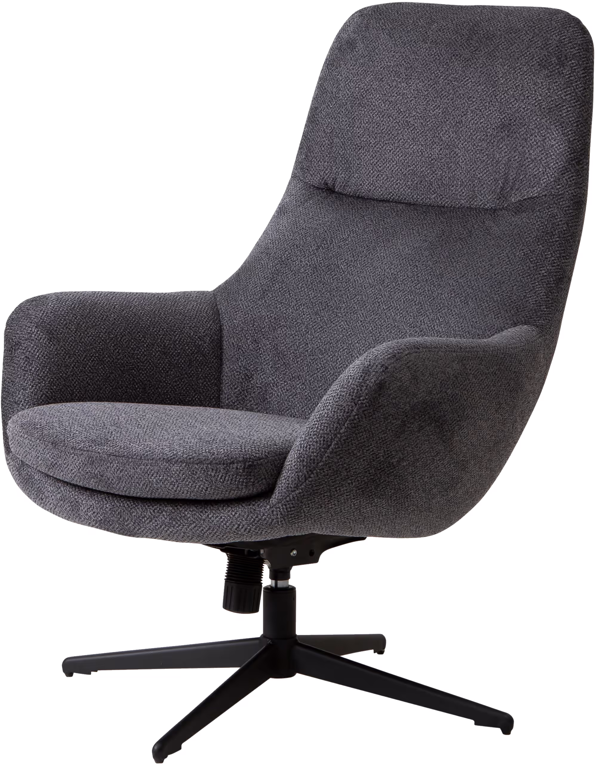Swivel function demonstration of the Blow TV chair on black round base