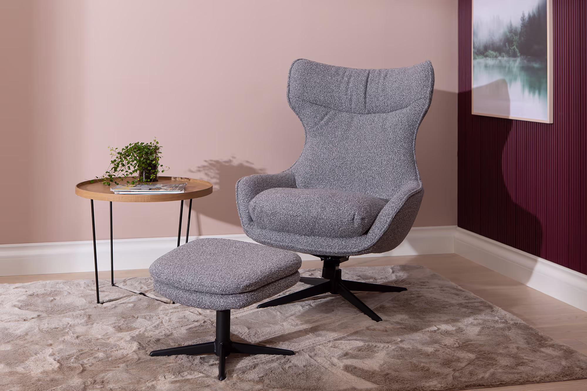 Breeze TV chair with ottoman angled to display cozy seating and contemporary style