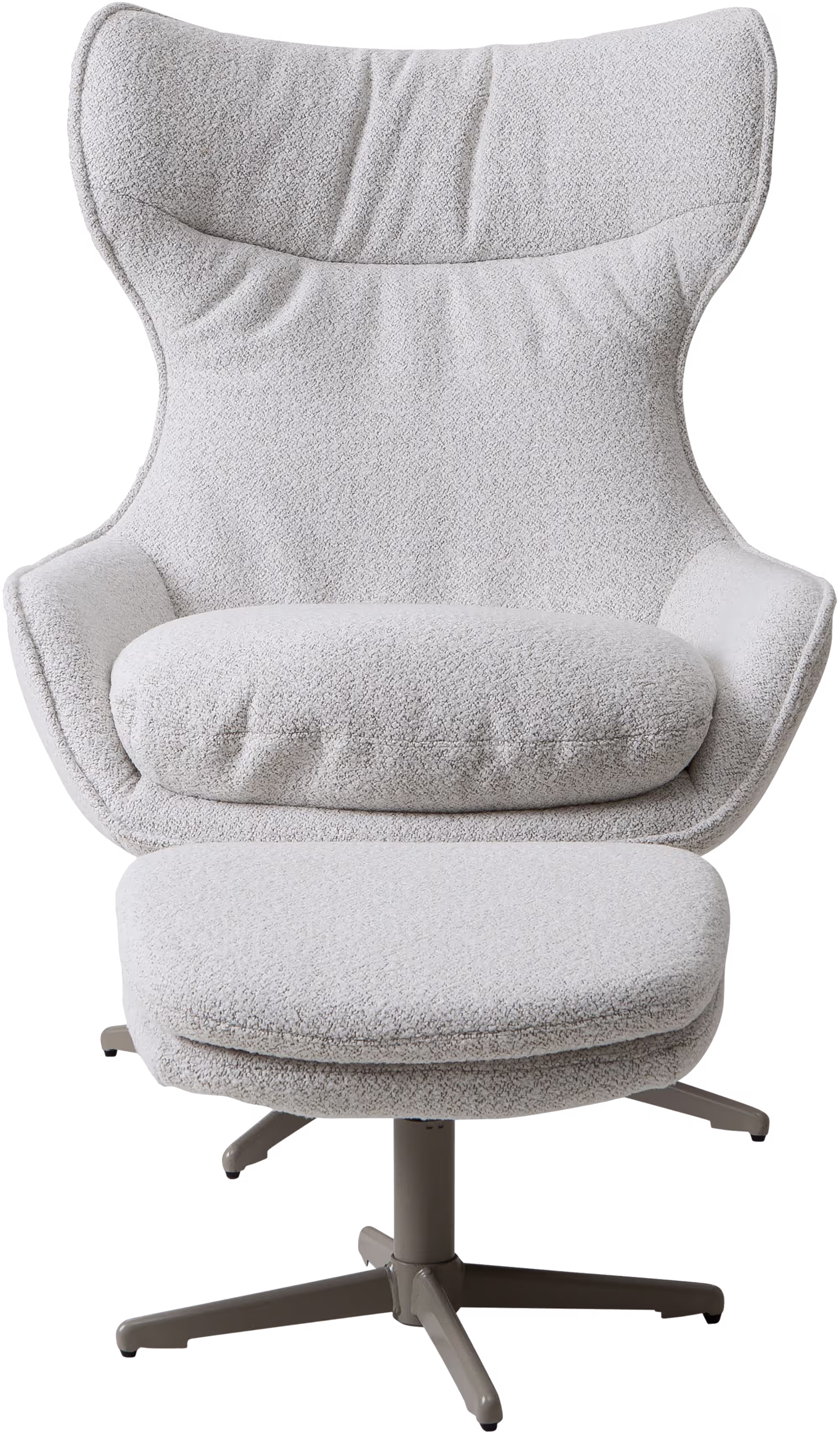 Ottoman of the Breeze TV chair in matching light beige fabric and latte legs to complement the chair.