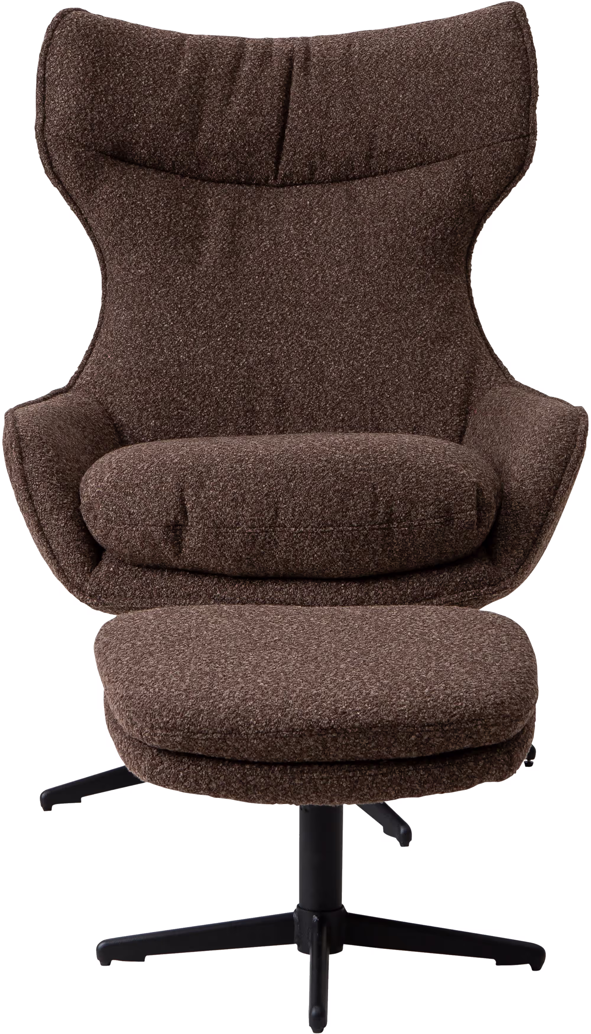Breeze TV chair in brown fabric with black legs, angled view showcasing ergonomic high backrest and cushioned seat.