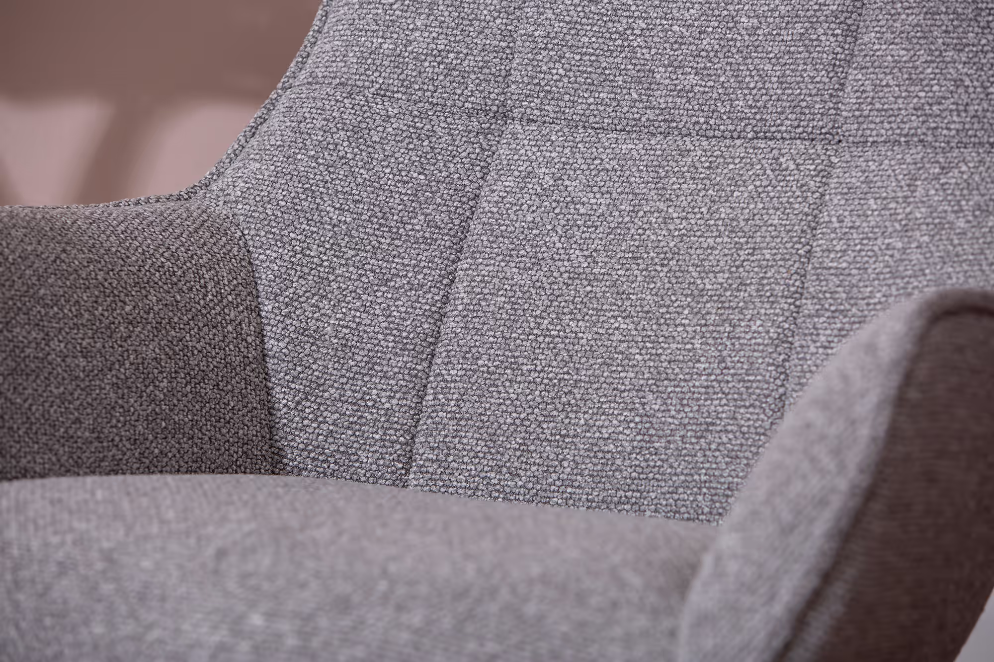 Wind TV chair with ottoman in light grey fabric and matte black legs, side view