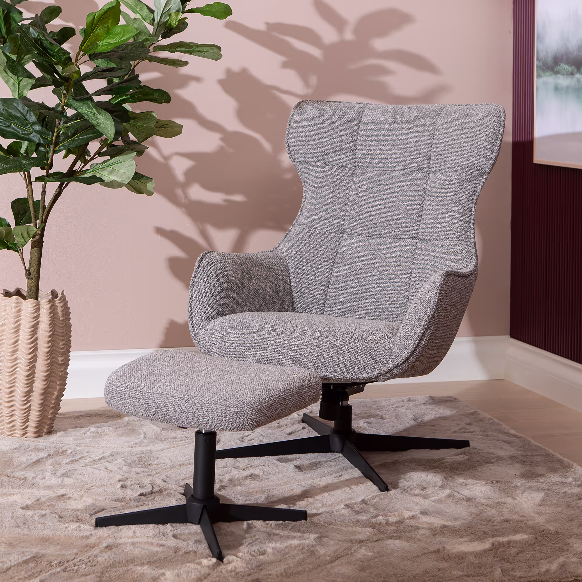 Detailed view of cushion and armrest design for Wind TV chair