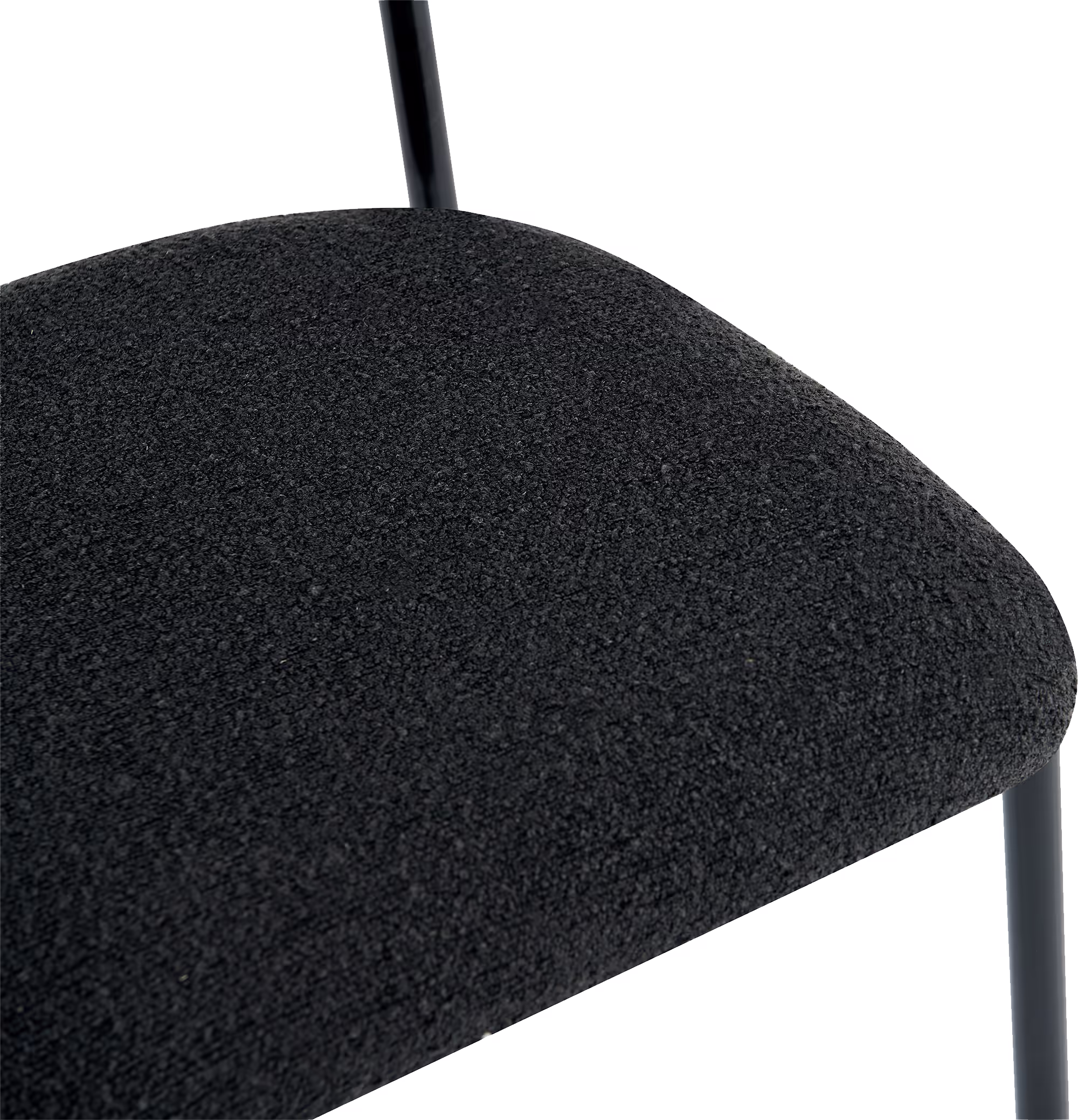 Underside view of Bow dining chair showing assembly components and metal frame stability