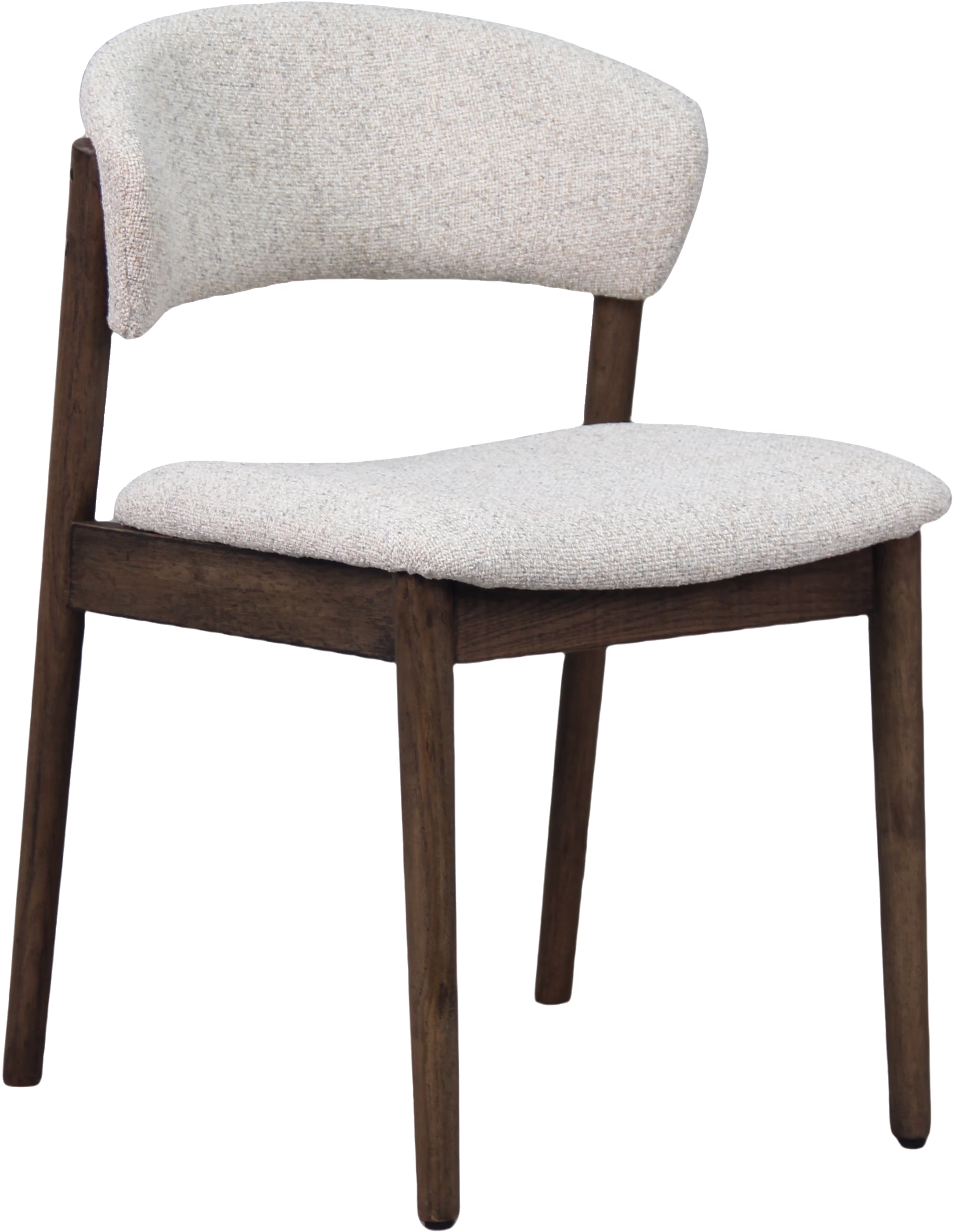 Niela dining chair angled view highlighting the comfortable backrest and neutral beige upholstery