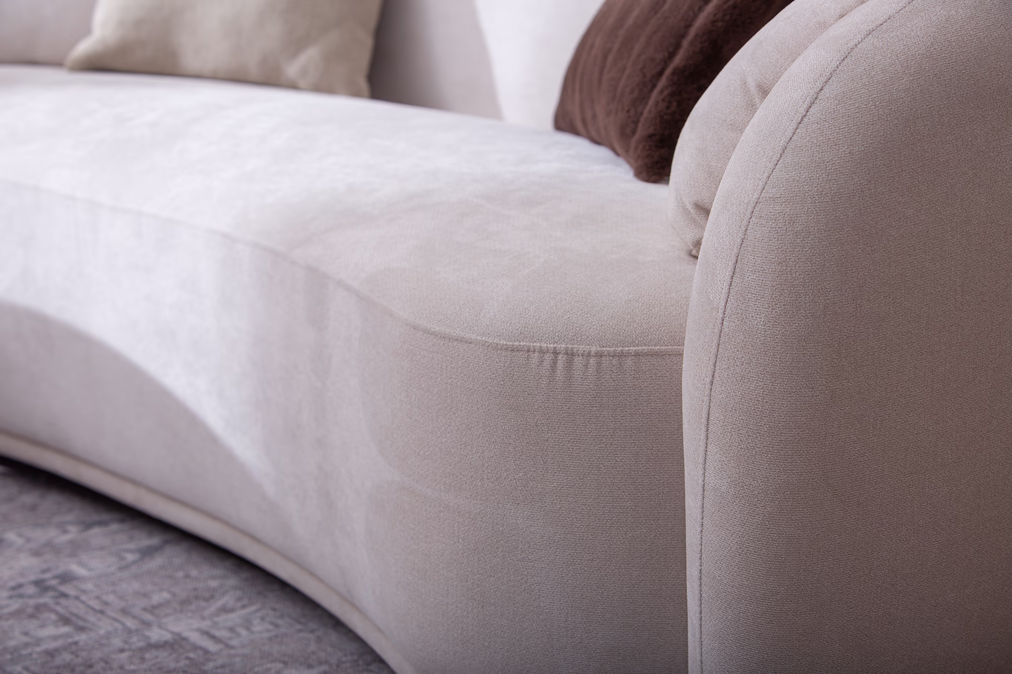 Freedom sofa styled with modern minimalist living room accessories in white