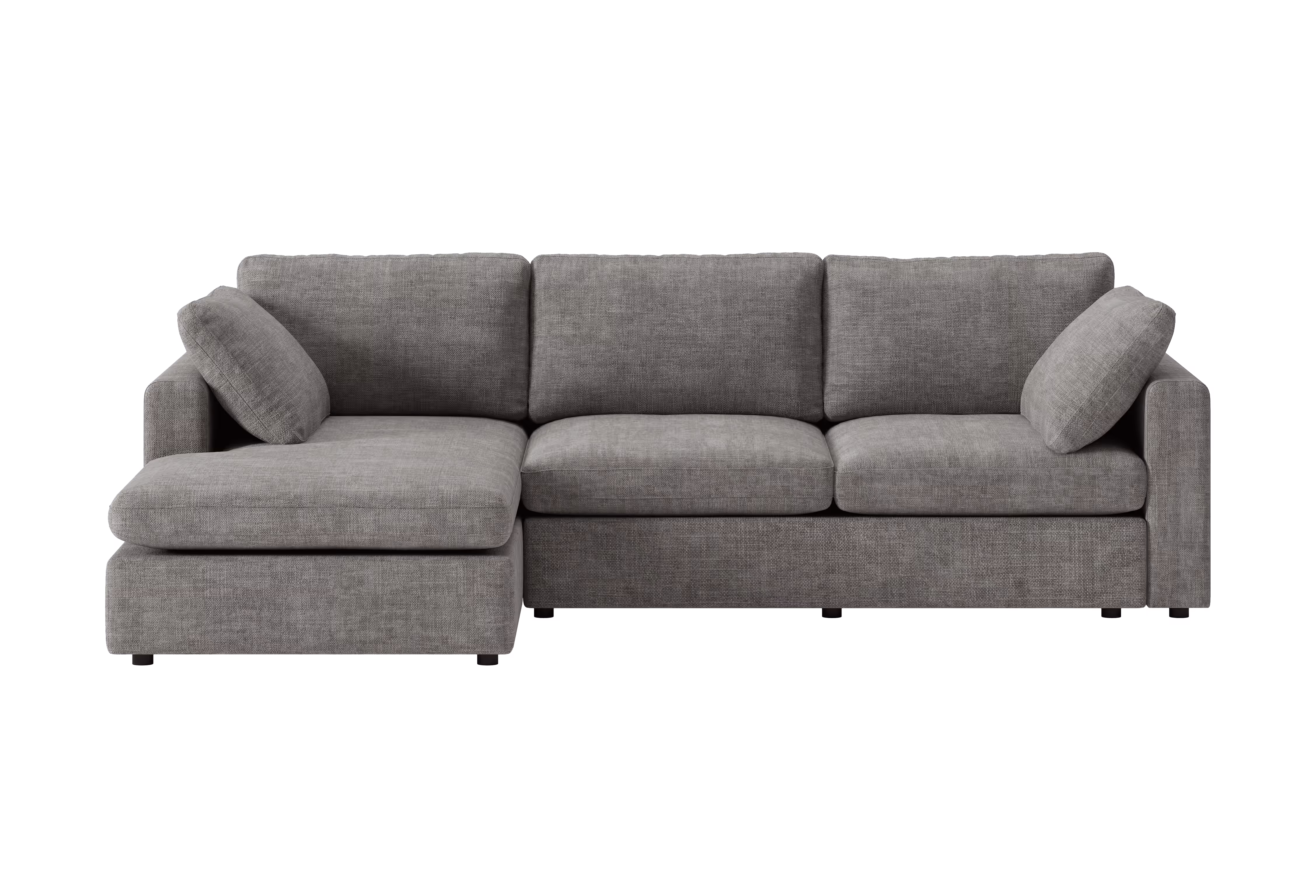 Heaven grey 4-seater chaise sofa with reversible handedness, displayed in a modern living room setting.