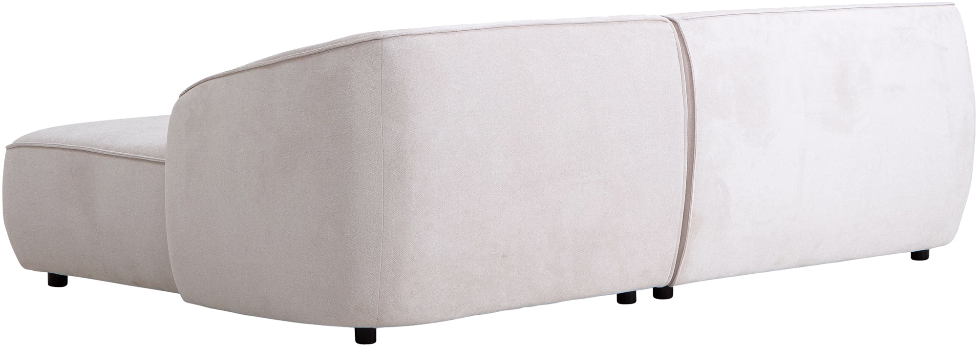 Side view of the Joy right chaise sofa showcasing its modern, clean silhouette and plush cushions