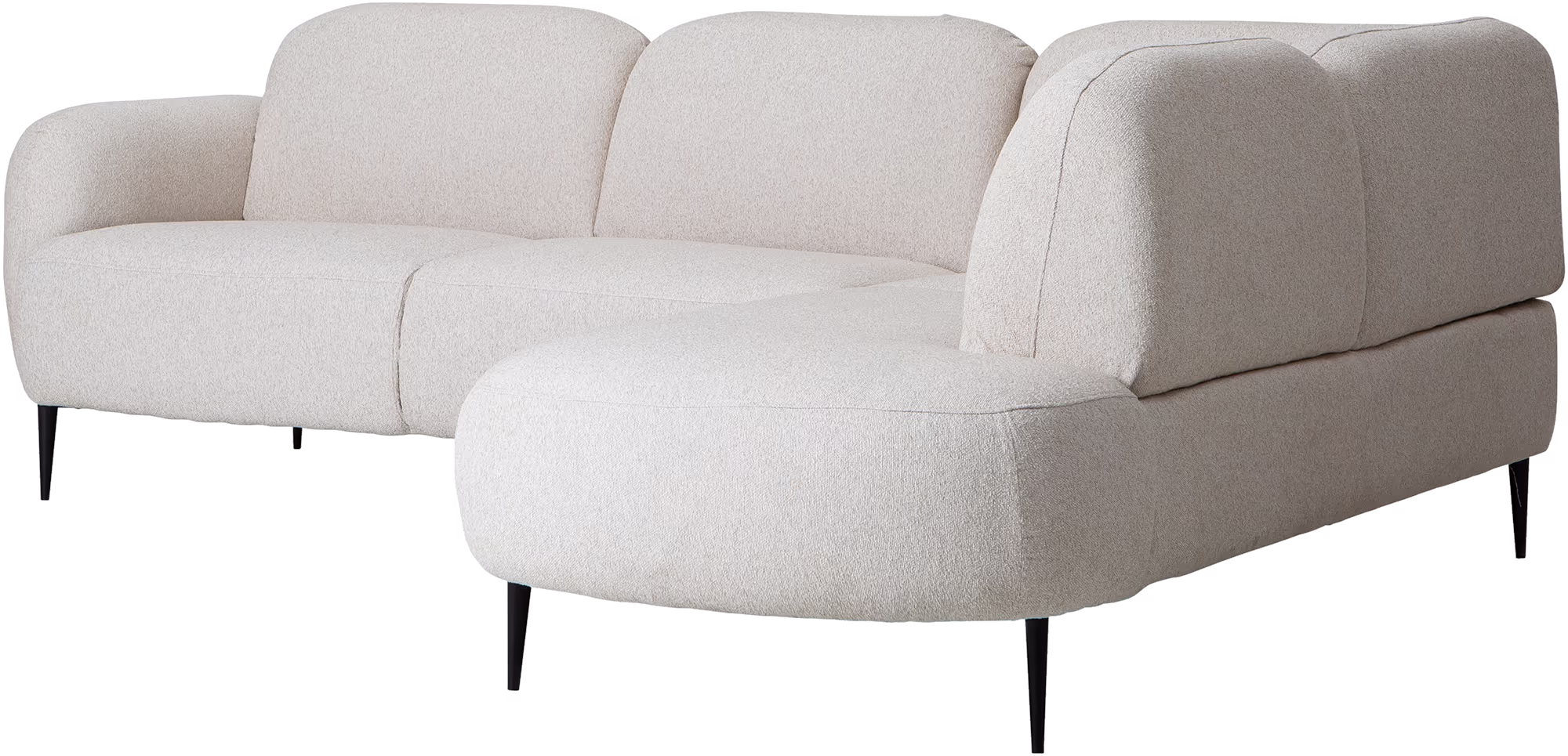 Cloud corner sofa from front showing open corner layout and plush cushions in light grey
