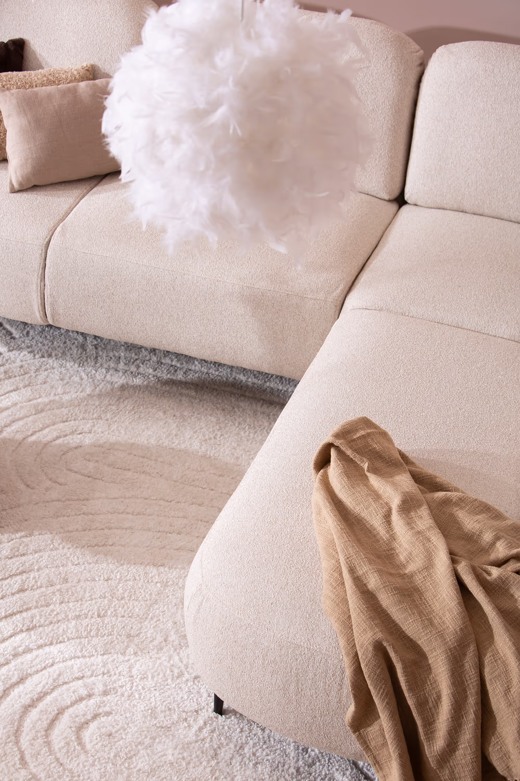 Cloud open corner sofa in a styled living room setup with soft natural light