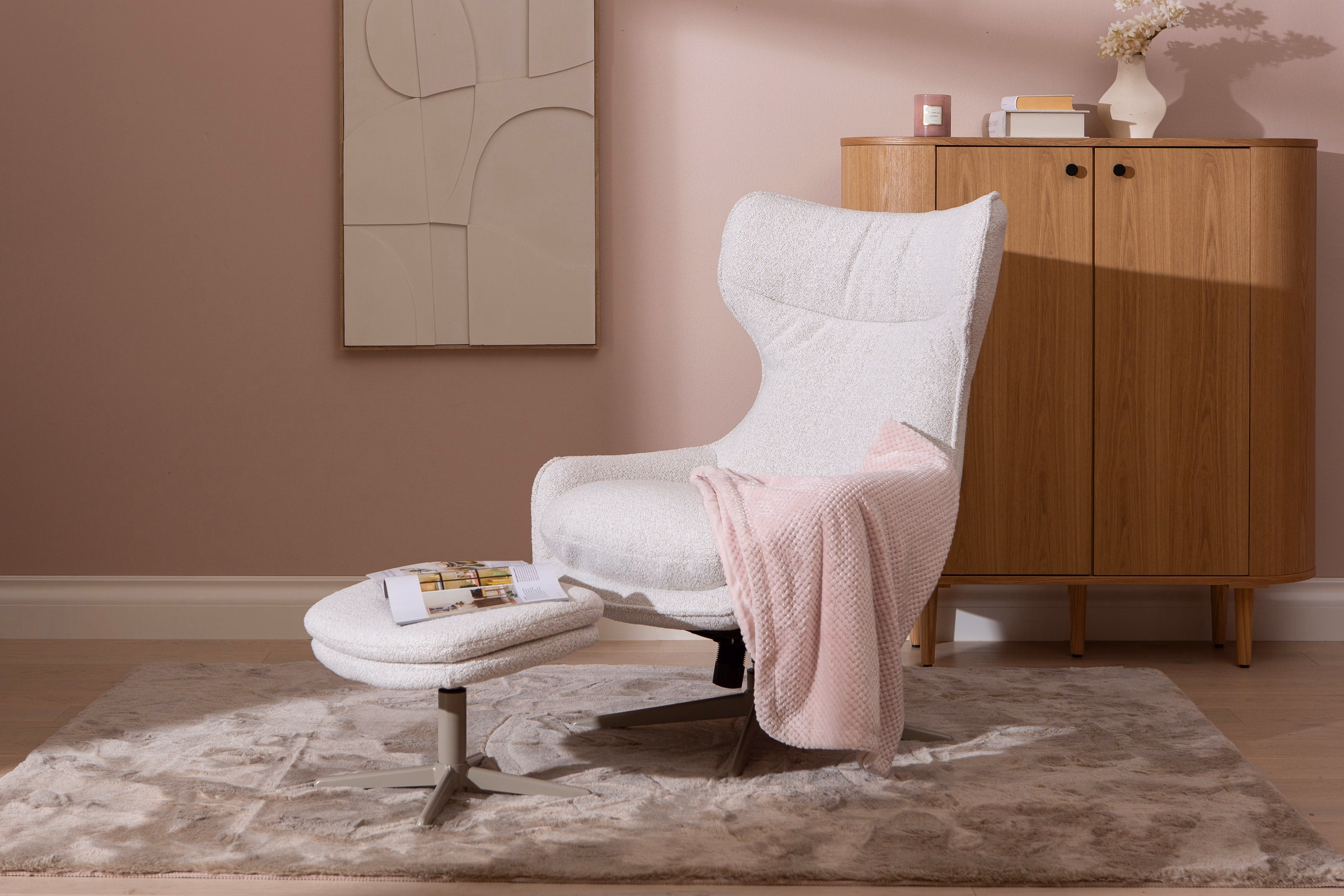 Breeze Recliner with Footstool, Beige image 8