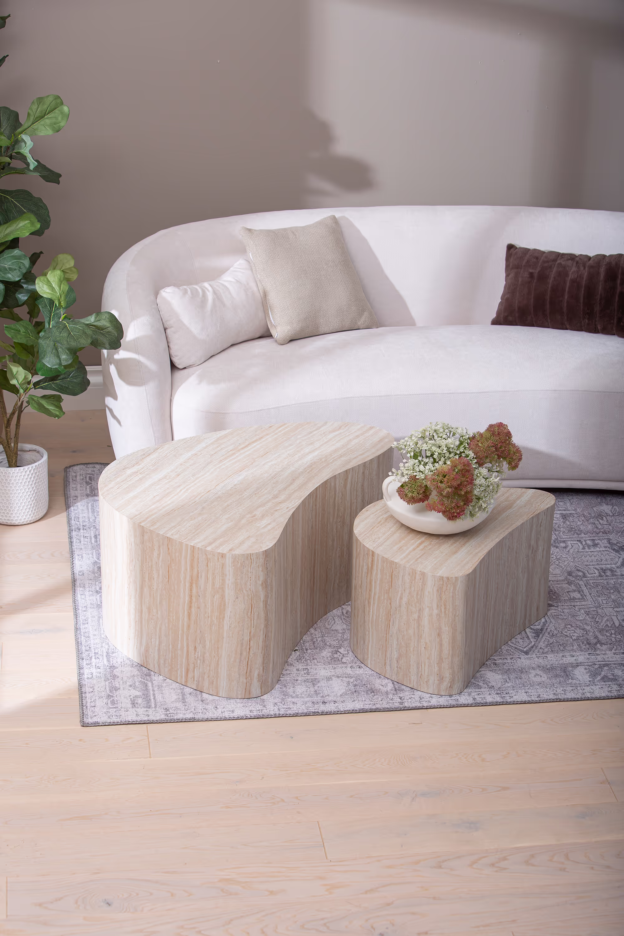 Close-up image of the sturdy legs and junctions of the Island series coffee tables showing clean minimalist design.