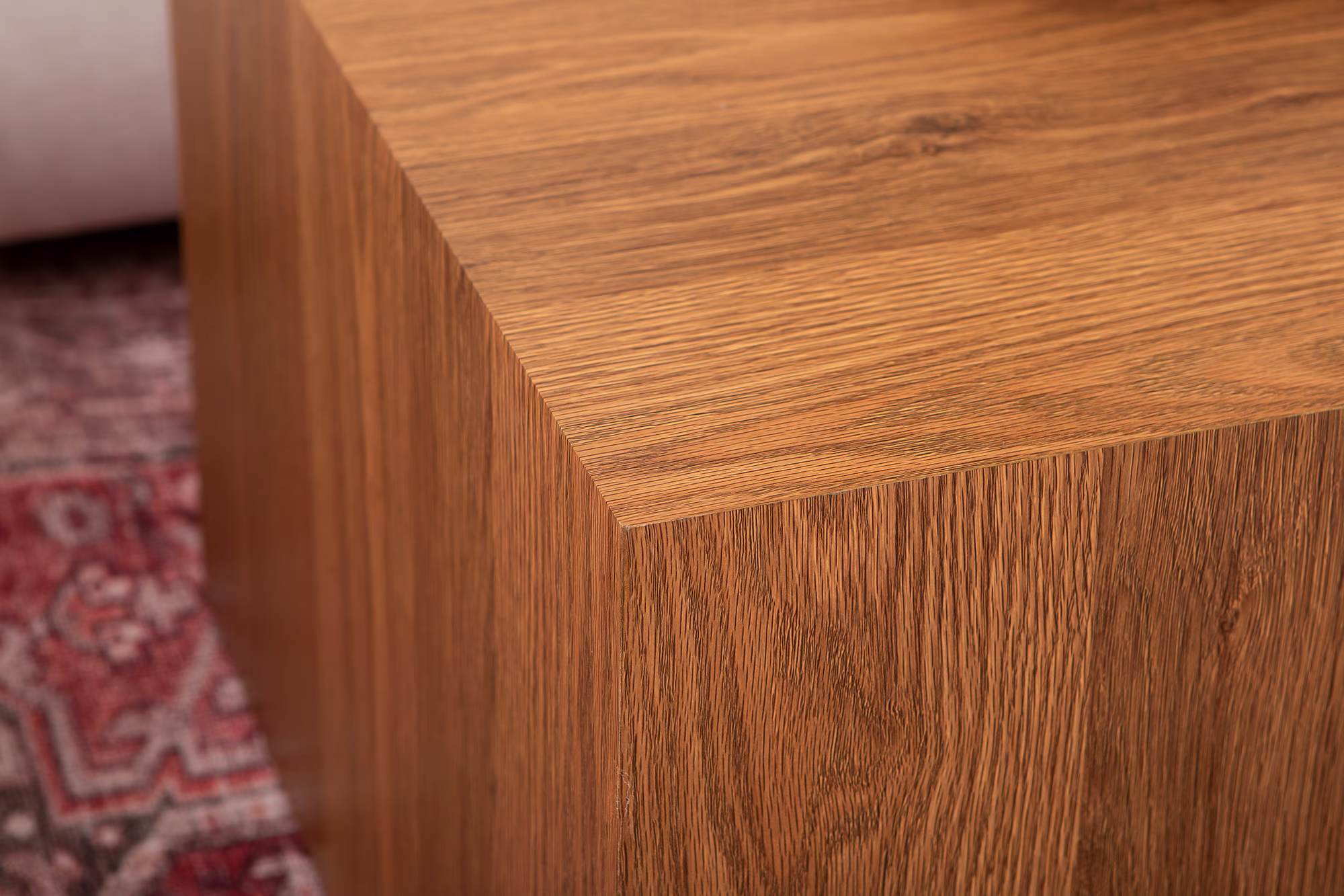 Reef coffee table leg detail emphasizing solid construction and elegant design