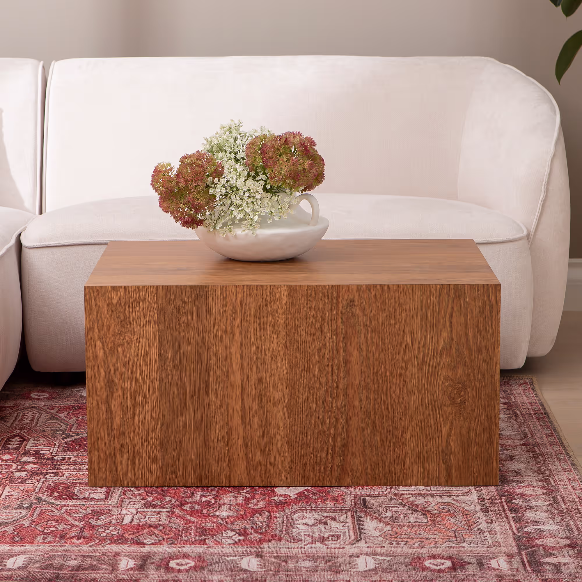 Reef coffee table styled with decorative items illustrating versatile use