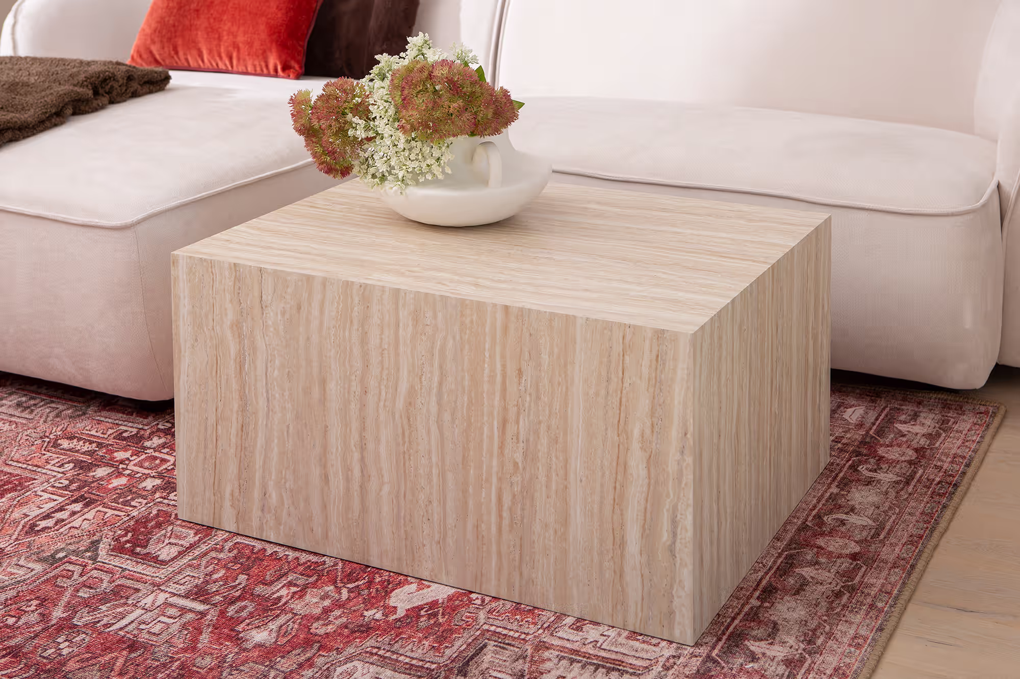 Close-up of the Reef coffee table beige surface texture and finish