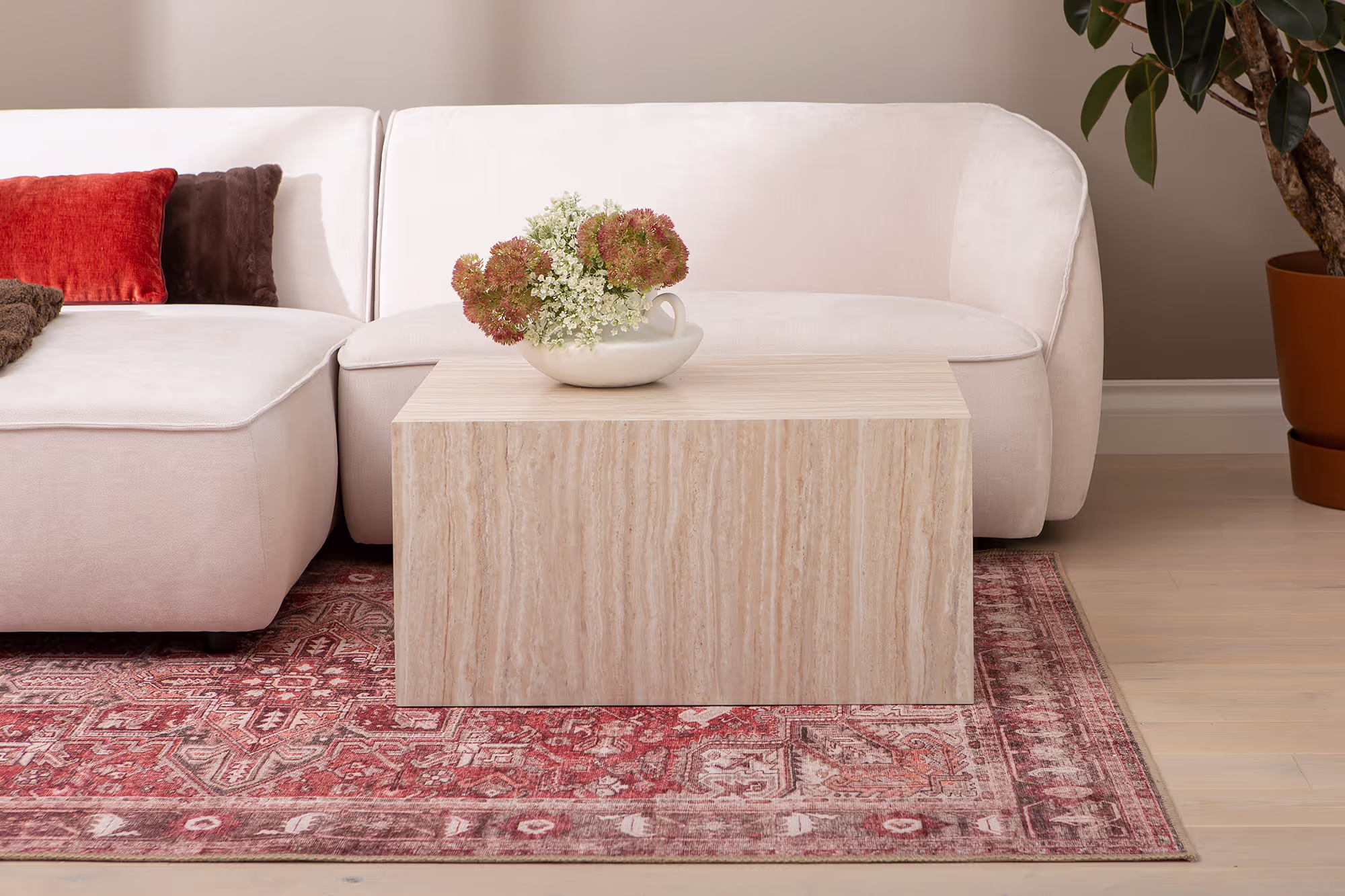 Reef coffee table emphasizing clean lines and timeless beige shade